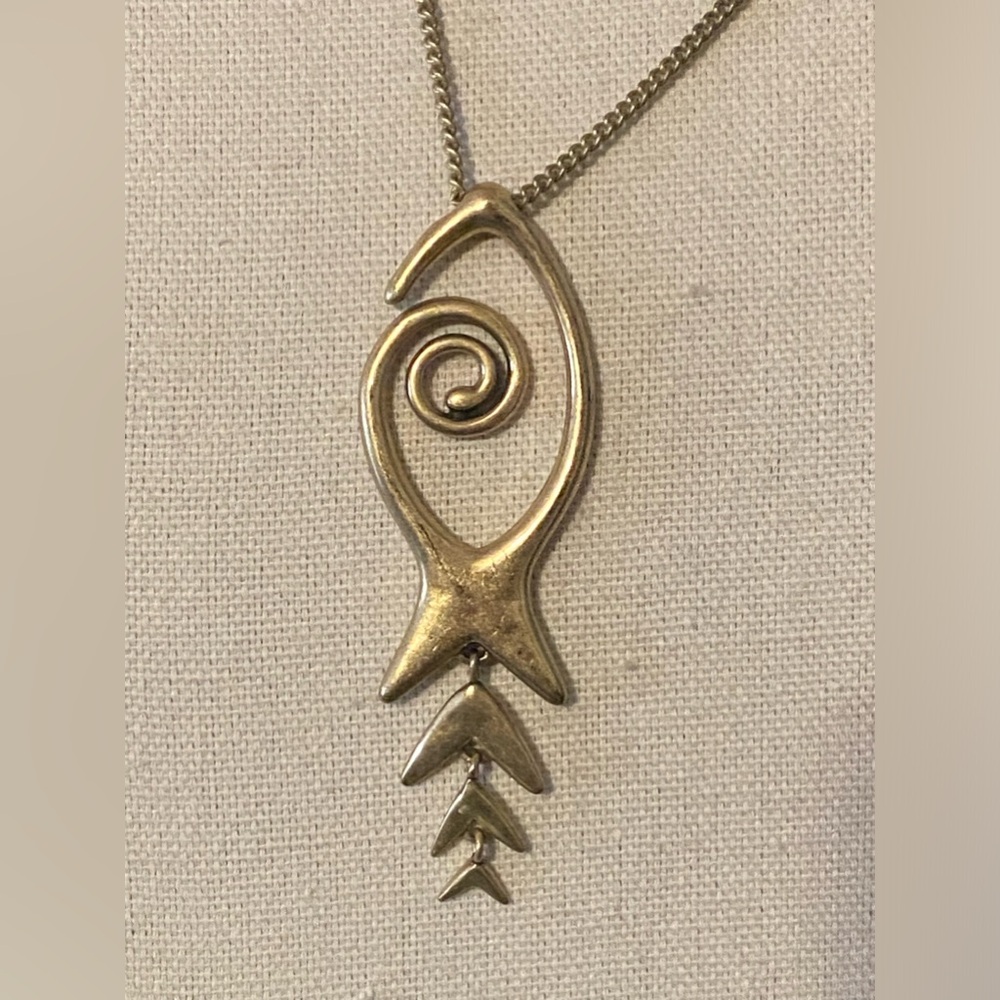 Lucky Brand Gold Bohemian Style Bone Fish Pendant Necklace - Picture 7 of 8